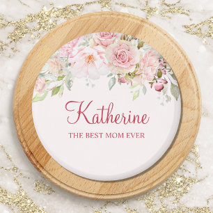 Pastel Pink Rose Flower Floral The Best Mum Ever Magnet