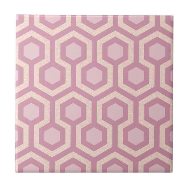 Pastel Pink Rose Gold Sparkle Modern Girly Chic Ceramic Tile (Front)