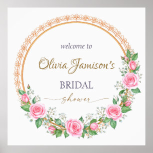 Pastel Pink Roses & Baby’s Breath Bridal Wreath Poster