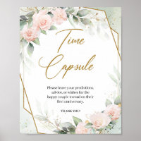 Pastel pink roses eucalyptus gold Time capsule