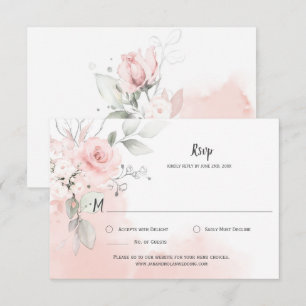Pastel Pink Roses Pale Pink Watercolor Wash RSVP Card