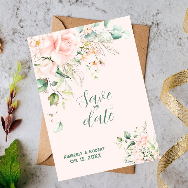 Pastel pink roses wedding frame invitation (Creator Uploaded)