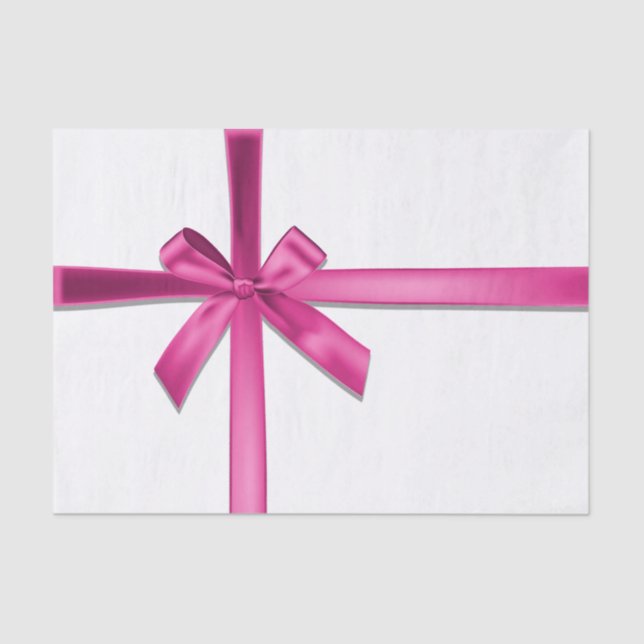 Pastel Pink Satin Ribbon Bow Birthday Party Tissue Paper (Front)