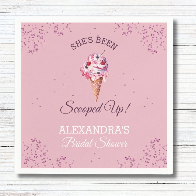 Pastel Pink Scooped Up Ice Cream Bridal Shower Napkin (Creator Uploaded)
