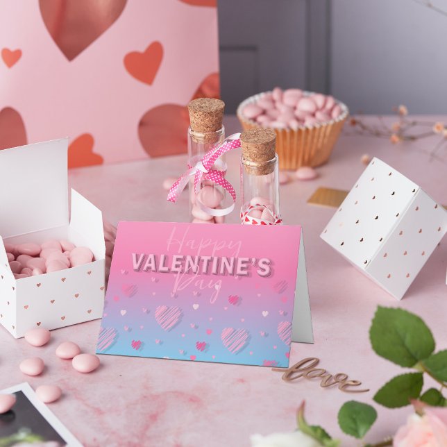 Pastel Pink Scribble Hearts Happy Valentine's Day Holiday Card (Creator Uploaded)