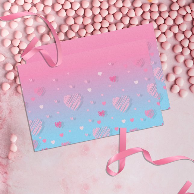 Pastel Pink Scribble Hearts Valentine's Decoupage Tissue Paper (Creator Uploaded)