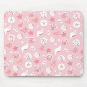 Pastel Pink Sea Shells and Coral Seamless Pattern Mouse Pad