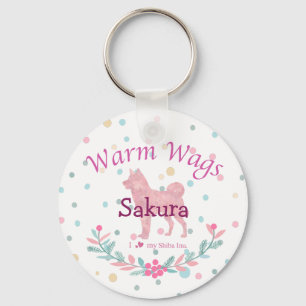 Pastel Pink Shiba Inu Personalised Christmas Key Ring