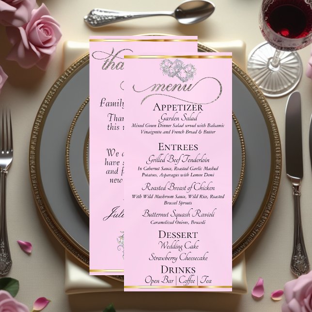 Pastel Pink/Silver - Hearts & Thank You Menu (Creator Uploaded)