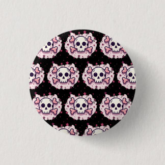 Pastel Pink Skull and Crossbones 3 Cm Round Badge