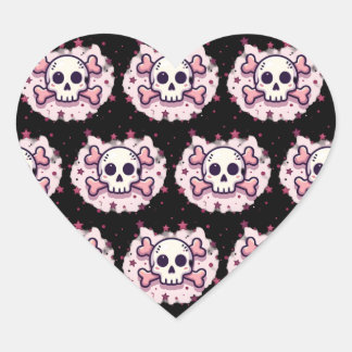 Pastel Pink Skull and Crossbones Heart Sticker