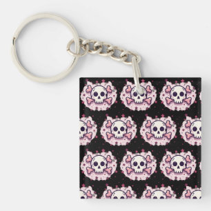 Pastel Pink Skull and Crossbones Key Ring