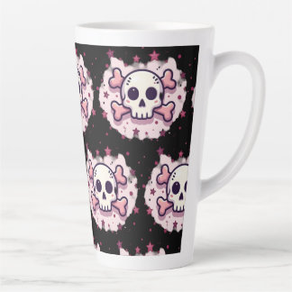 Pastel Pink Skull and Crossbones Latte Mug