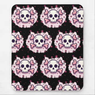 Pastel Pink Skull and Crossbones Mouse Pad