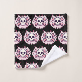 Pastel Pink Skull and Crossbones Wash Cloth