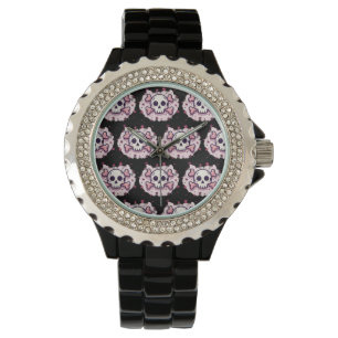 Pastel Pink Skull and Crossbones Watch