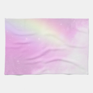 Pastel Pink Sky with Yellow Rainbow Tea Towel