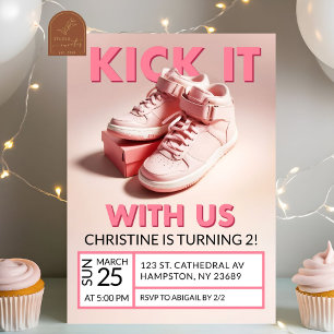 Pastel Pink Sneaker 2nd Birthday Girl Invitation