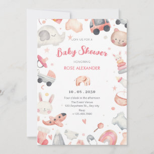 Pastel pink soft baby shower invitation