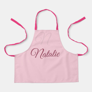 Pastel pink solid colour monogrammed apron