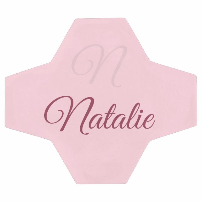 Pastel pink solid colour monogrammed soccer ball (Flat)