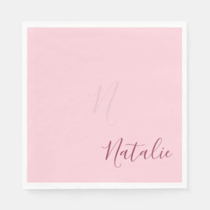 Pastel pink solid colour - personalised elegant napkin