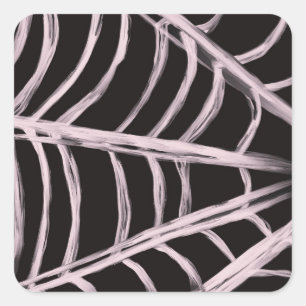 Pastel Pink Spider Web Retro Illustration Square Sticker