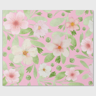 Pastel Pink Spring Floral Pattern  Wrapping Paper