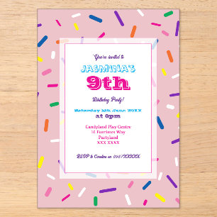 Pastel Pink Sprinkles Acrylic Invitation