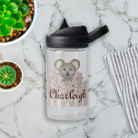 Pastel Pink Stripe Cute Baby Koala Water Bottle<br><div class="desc">The product design features a baby koala surrounded by flowers. The adorable Australian animal cartoon with pastel pink stripes makes a cute and unique water bottle with personalised text.</div>