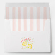 Pastel Pink Stripes Lemon Branches With Bow