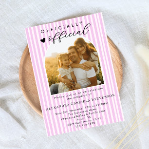 Pastel Pink Stripes Official Adoption Day Party Invitation