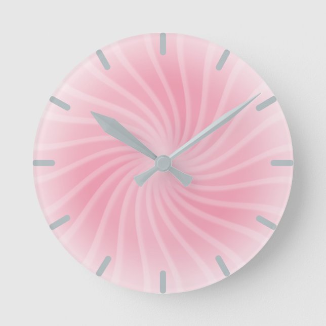 Pastel Pink Swirl Round Clock (Front)