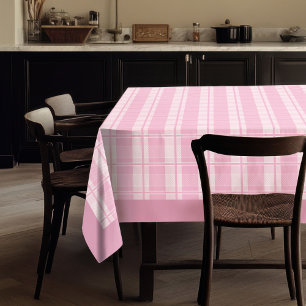 Pastel Pink Tartan Tablecloth for Cosy Gatherings