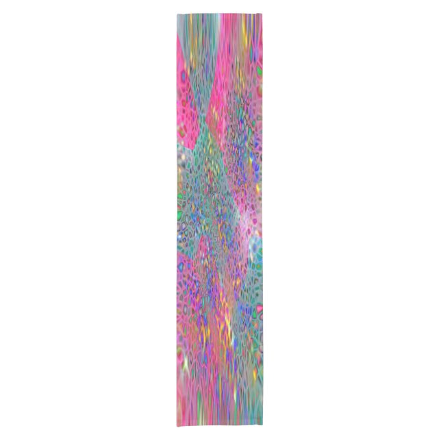 Pastel Pink Teal Abstract Short Table Runner (Front)