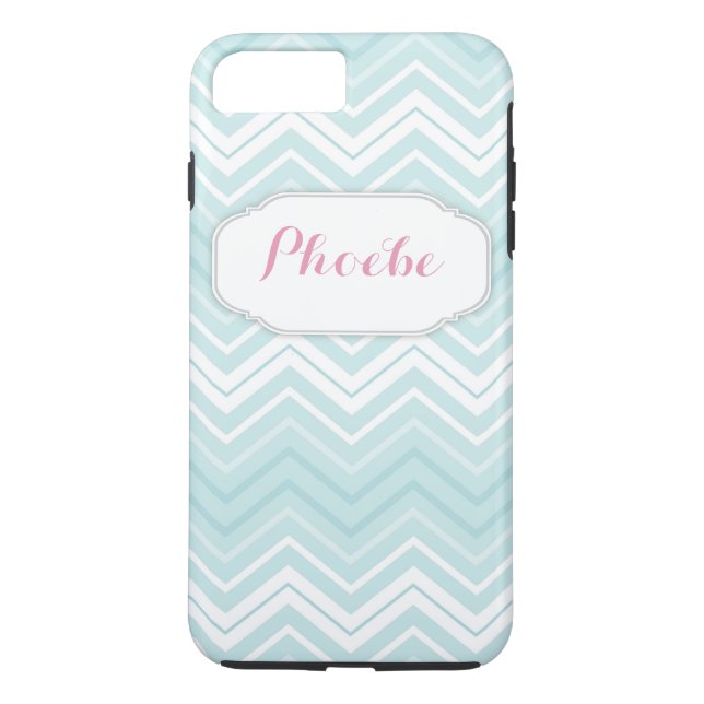 Pastel Pink & Teal Chevron Zigzag Personalised Case-Mate iPhone Case (Back)