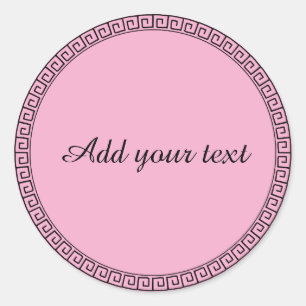 Pastel pink template, fancy frame, classic round sticker