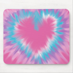 Pastel Pink tie-dye heart Mouse Pad