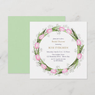 Pastel Pink Tulip & Baby’s Breath Bridal Wreath Invitation