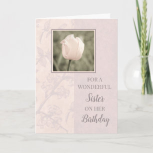 Pastel Pink Tulips Sister Birthday Card