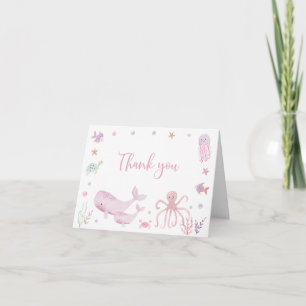 Pastel Pink Under the Sea Baby Shower Thank You Card