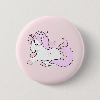 Pastel pink unicorn 6 cm round badge