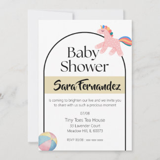 Pastel Pink Unicorn Baby Shower Invitation