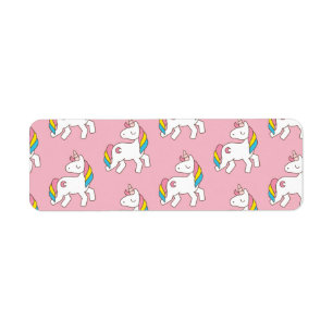 Pastel Pink Unicorn Pattern Label Return Address Label