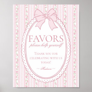 Pastel Pink Vintage Fancy Floral Favors Sign