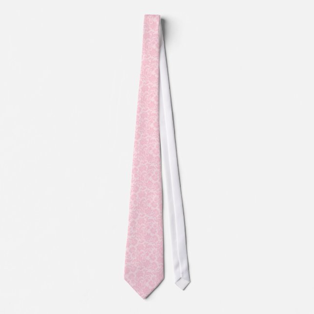Pastel Pink Vintage Floral Damasks Wedding Tie (Front)