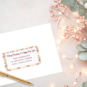 Pastel Pink Vintage Floral Holiday Label