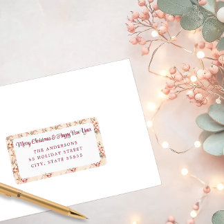 Pastel Pink Vintage Floral Holiday Label