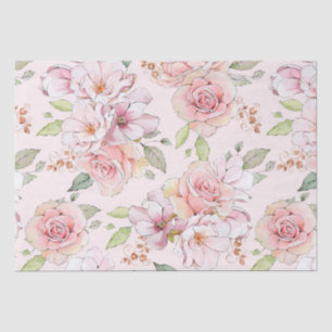 Pastel pink vintage roses pattern tissue paper