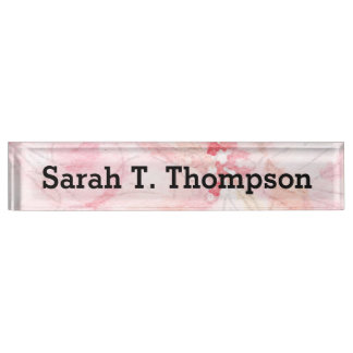 Pastel Pink Watercolor Desk Name Plate